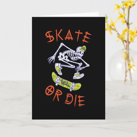 Skate oder die Skeleton-Skateboarder Karte (Gelbe Blume)