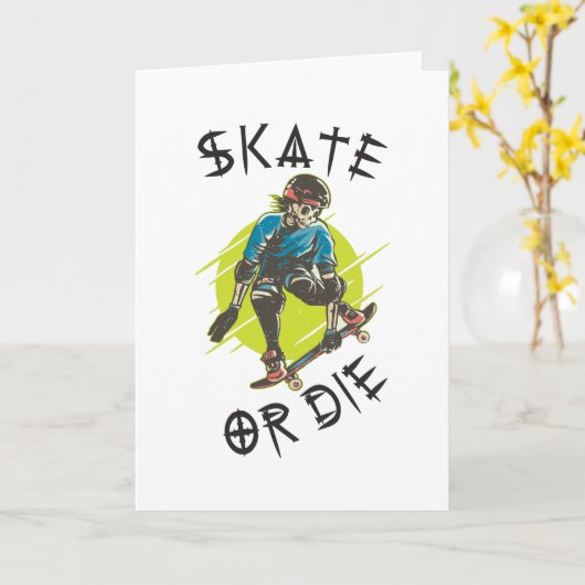 Skate oder die Skeleton-Skateboarder Karte (Gelbe Blume)