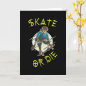 Skate oder die Skeleton-Skateboarder Karte (Gelbe Blume)