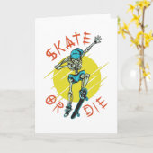 Skate oder die Skeleton-Skateboarder Karte (Gelbe Blume)