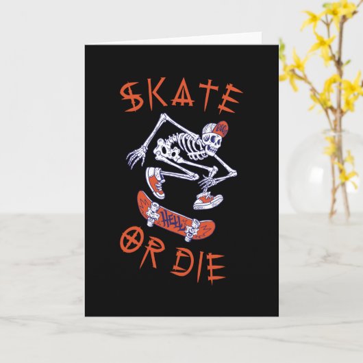 Skate oder die Skeleton-Skateboarder Karte (Gelbe Blume)