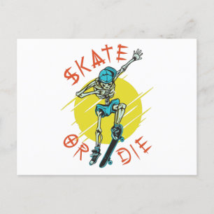 Skate oder die Skeleton-Skateboarder Postkarte