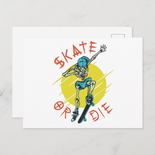 Skate oder die Skeleton-Skateboarder Postkarte (Vorne/Hinten)