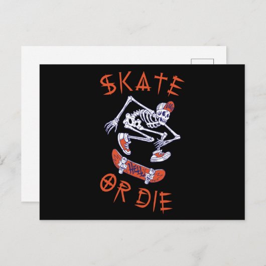 Skate oder die Skeleton-Skateboarder Postkarte (Vorne/Hinten)