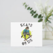 Skate oder die Skeleton-Skateboarder Postkarte (Stehend Vorderseite)