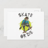 Skate oder die Skeleton-Skateboarder Postkarte (Vorne/Hinten)