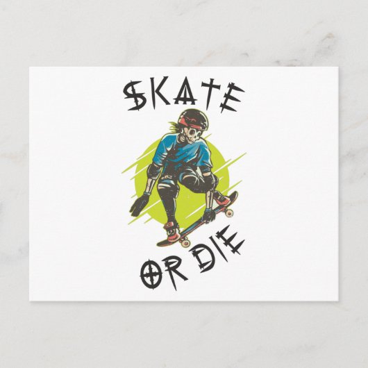 Skate oder die Skeleton-Skateboarder Postkarte (Vorderseite)