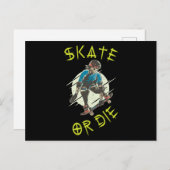 Skate oder die Skeleton-Skateboarder Postkarte (Vorne/Hinten)