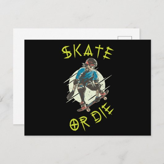 Skate oder die Skeleton-Skateboarder Postkarte (Vorne/Hinten)