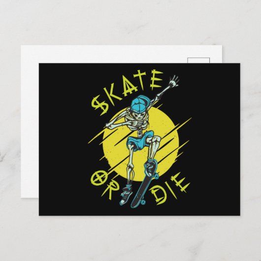 Skate oder die Skeleton-Skateboarder Postkarte (Vorne/Hinten)