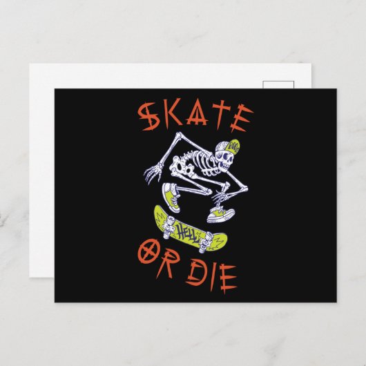 Skate oder die Skeleton-Skateboarder Postkarte (Vorne/Hinten)
