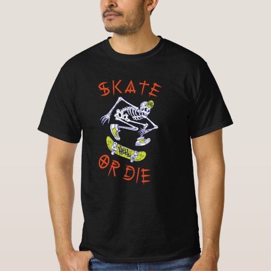 Skate oder die Skeleton-Skateboarder T-Shirt (Vorderseite)