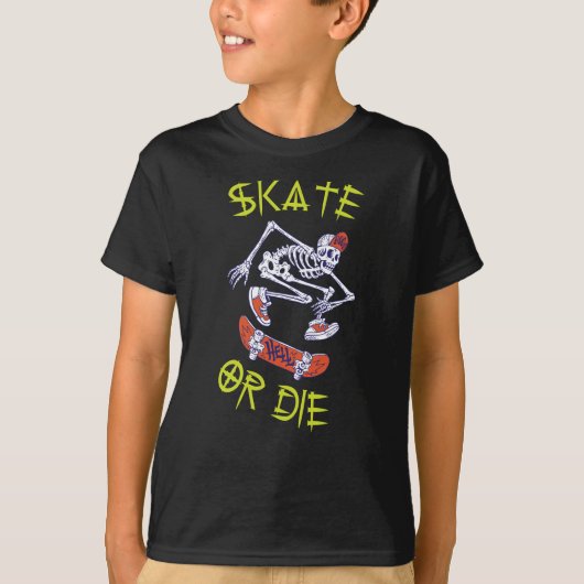 Skate oder die Skeleton-Skateboarder T-Shirt (Vorderseite)