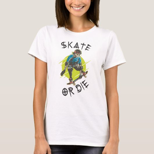 Skate oder die Skeleton-Skateboarder T-Shirt (Vorderseite)
