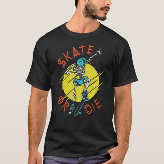 Skate oder die Skeleton-Skateboarder T-Shirt (Vorderseite)
