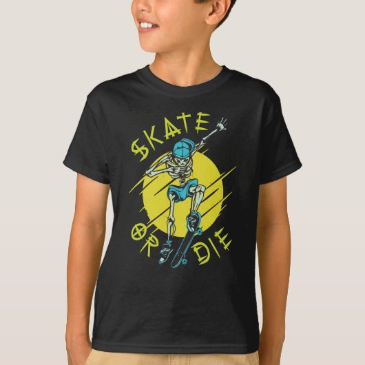 Skate oder die Skeleton-Skateboarder T-Shirt (Vorderseite)