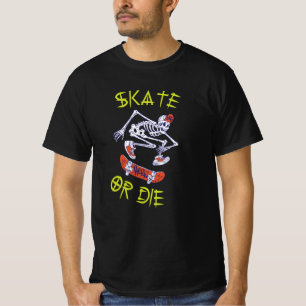 Skate oder die Skeleton-Skateboarder T-Shirt