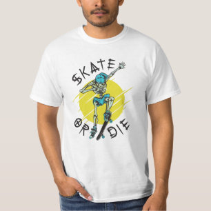 Skate oder die Skeleton-Skateboarder T-Shirt