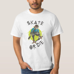 Skate oder die Skeleton-Skateboarder T-Shirt