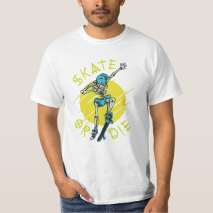 Skate oder die Skeleton-Skateboarder T-Shirt