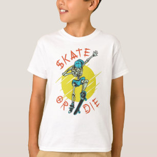 Skate oder die Skeleton-Skateboarder T-Shirt
