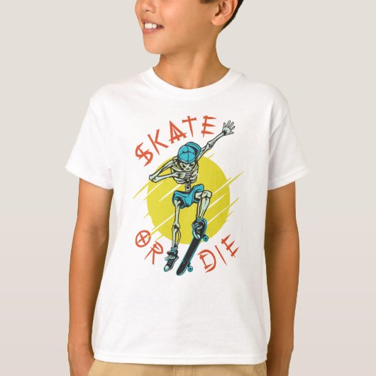 Skate oder die Skeleton-Skateboarder T-Shirt (Vorderseite)