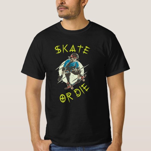 Skate oder die Skeleton-Skateboarder T-Shirt (Vorderseite)