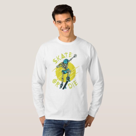 Skate oder die Skeleton-Skateboarder T-Shirt (Vorne ganz)