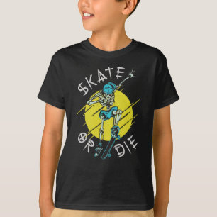 Skate oder die Skeleton-Skateboarder T-Shirt