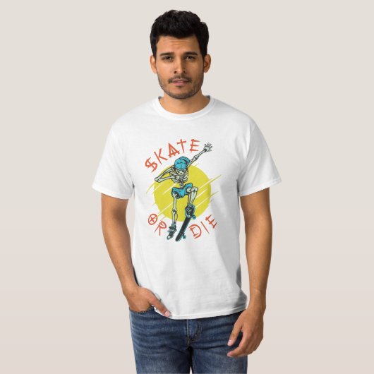 Skate oder die Skeleton-Skateboarder T-Shirt (Vorne ganz)