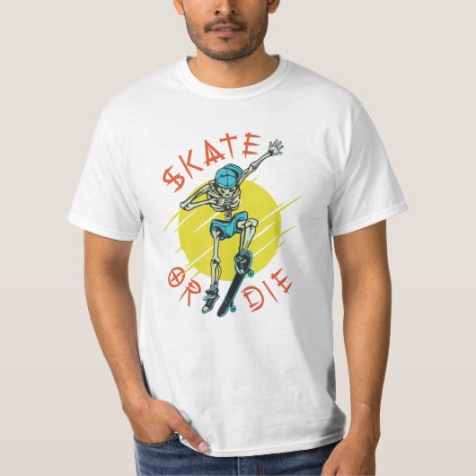 Skate oder die Skeleton-Skateboarder T-Shirt (Vorderseite)