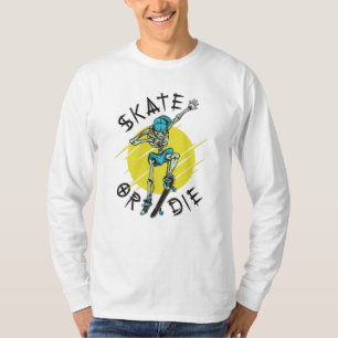 Skate oder die Skeleton-Skateboarder T-Shirt