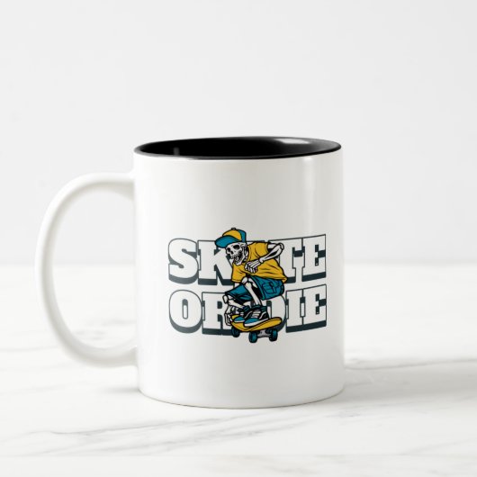 Skate oder Die Zweifarbige Tasse (Links)
