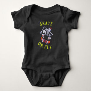Skate oder Fly Skeleton Skateboarder Baby Strampler
