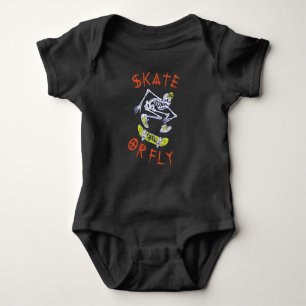 Skate oder Fly Skeleton Skateboarder Baby Strampler