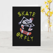 Skate oder Fly Skeleton Skateboarder Karte (Gelbe Blume)