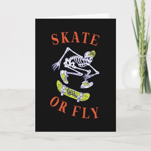 Skate oder Fly Skeleton Skateboarder Karte (Vorderseite)