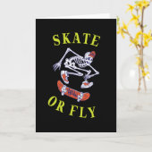 Skate oder Fly Skeleton Skateboarder Karte (Gelbe Blume)