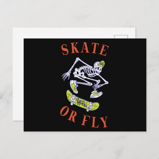 Skate oder Fly Skeleton Skateboarder Postkarte (Vorne/Hinten)