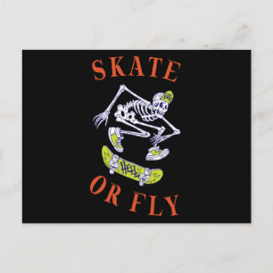 Skate oder Fly Skeleton Skateboarder Postkarte