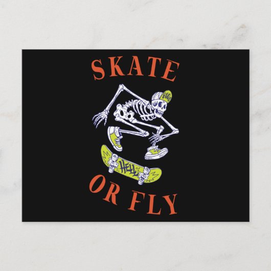Skate oder Fly Skeleton Skateboarder Postkarte (Vorderseite)