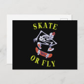 Skate oder Fly Skeleton Skateboarder Postkarte (Vorne/Hinten)