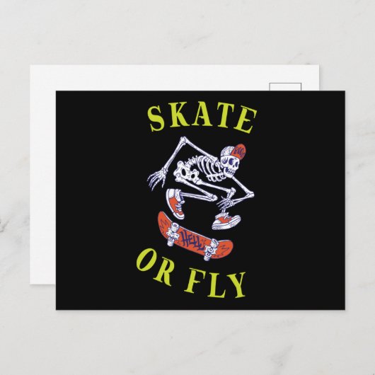 Skate oder Fly Skeleton Skateboarder Postkarte (Vorne/Hinten)