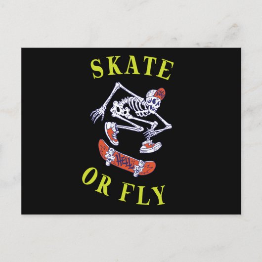 Skate oder Fly Skeleton Skateboarder Postkarte (Vorderseite)