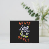 Skate oder Fly Skeleton Skateboarder Postkarte (Stehend Vorderseite)