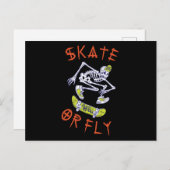 Skate oder Fly Skeleton Skateboarder Postkarte (Vorne/Hinten)
