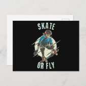 Skate oder Fly Skeleton Skateboarder Postkarte (Vorne/Hinten)
