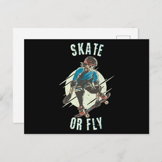 Skate oder Fly Skeleton Skateboarder Postkarte (Vorne/Hinten)
