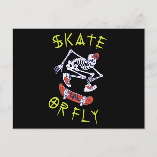 Skate oder Fly Skeleton Skateboarder Postkarte (Vorderseite)