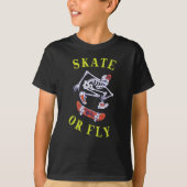 Skate oder Fly Skeleton Skateboarder T-Shirt (Vorderseite)